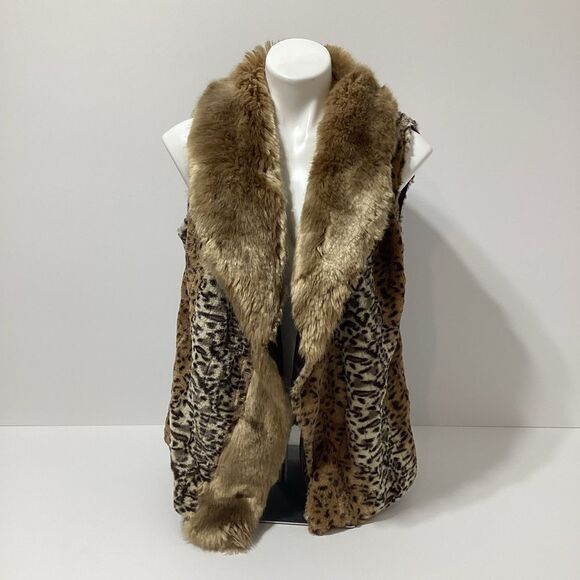 Faux Frenzi by DENA Animal Print Fake Fur Vest S - Picture 1 of 5